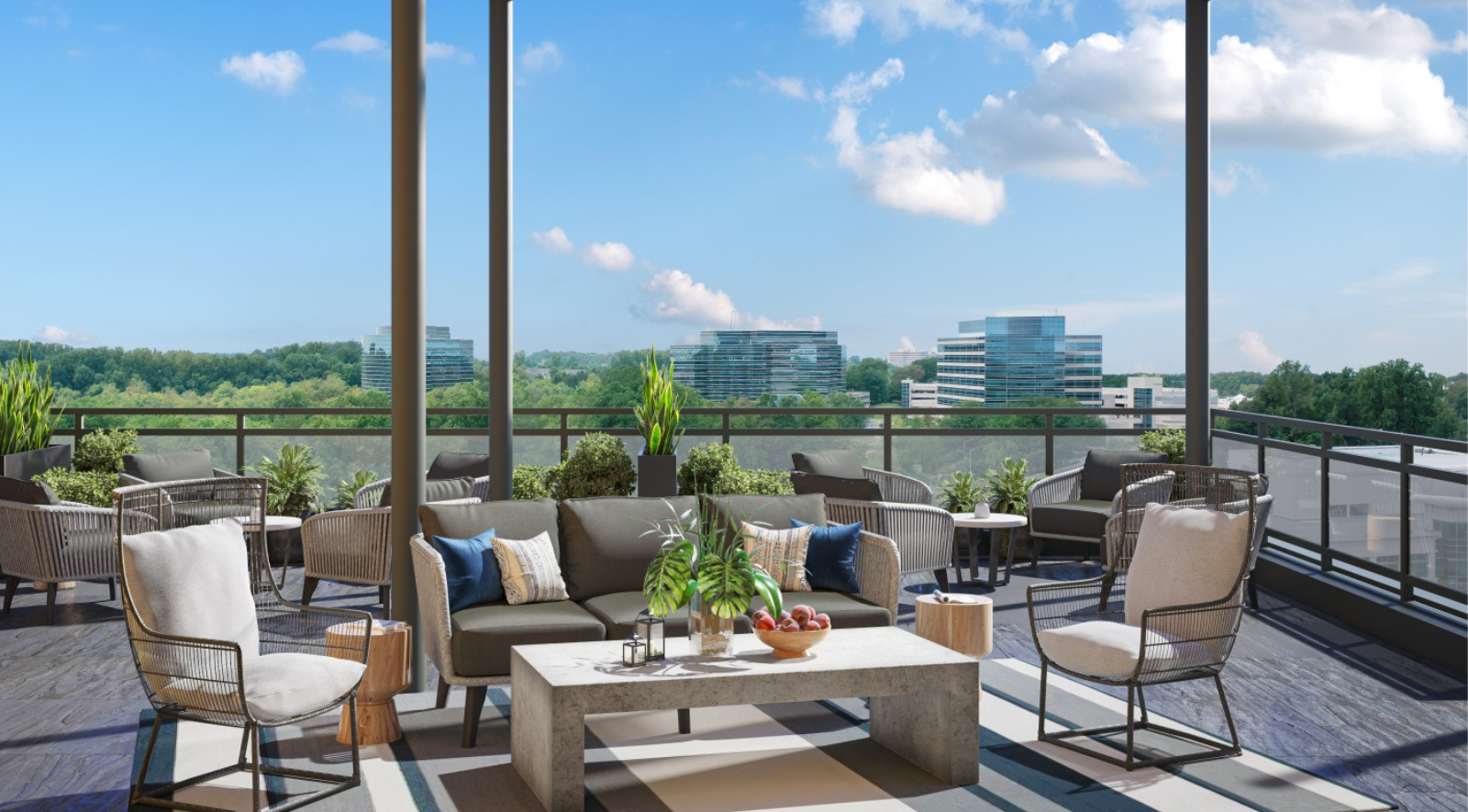 rooftop seating at Vista at Fairfax Center